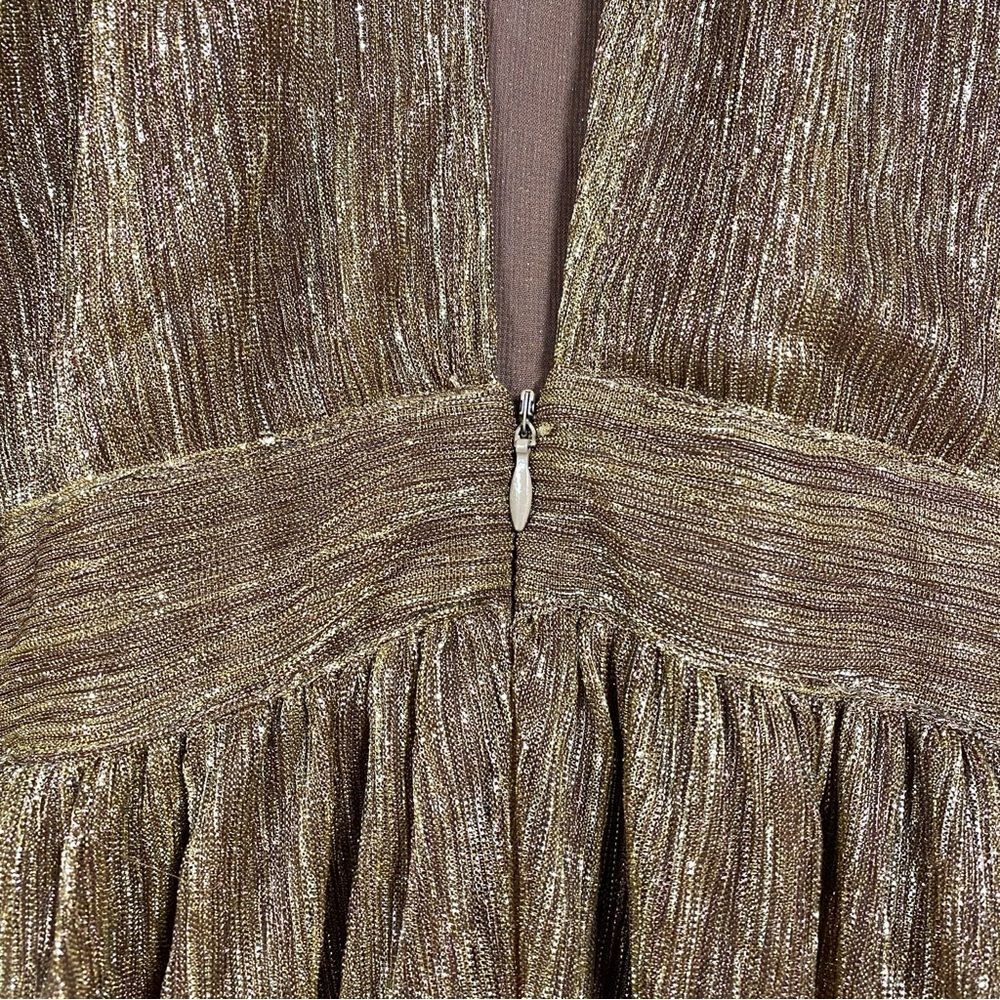 The Odells Shimmer Loretta Long Sleeve Tiered Open Back Keyhole Sz XL Brown - Picture 8 of 11